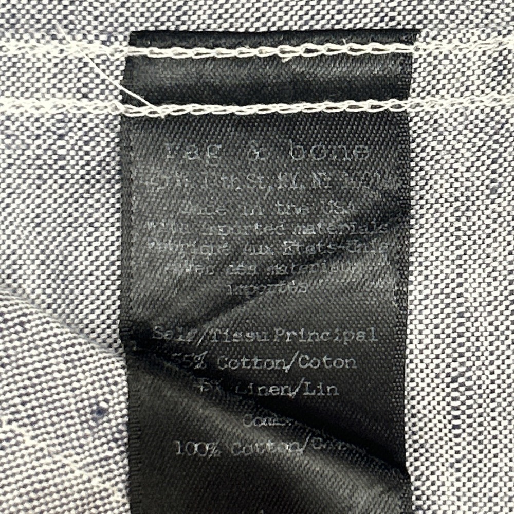 Rag & Bone Shirt Mens Medium Gray Chambray Linen Cotton Button Up Tailored Fit - Picture 12 of 13